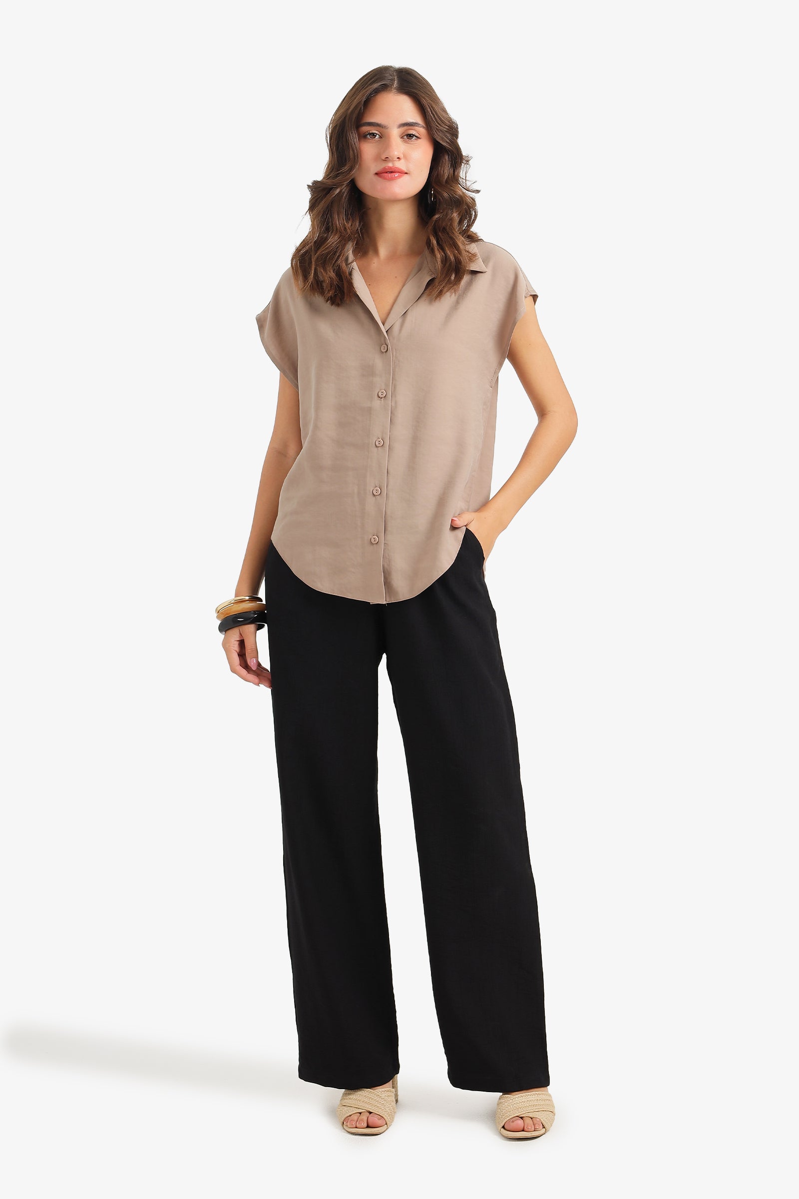 Sleeveless Button-Down Shirt
