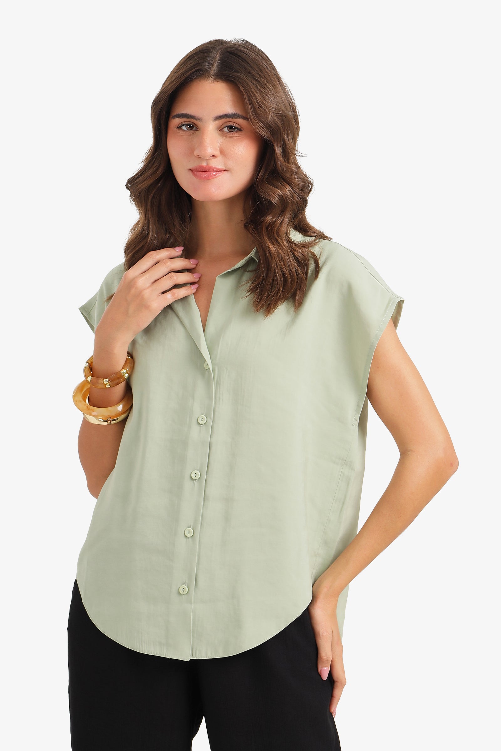 Sleeveless Button-Down Shirt