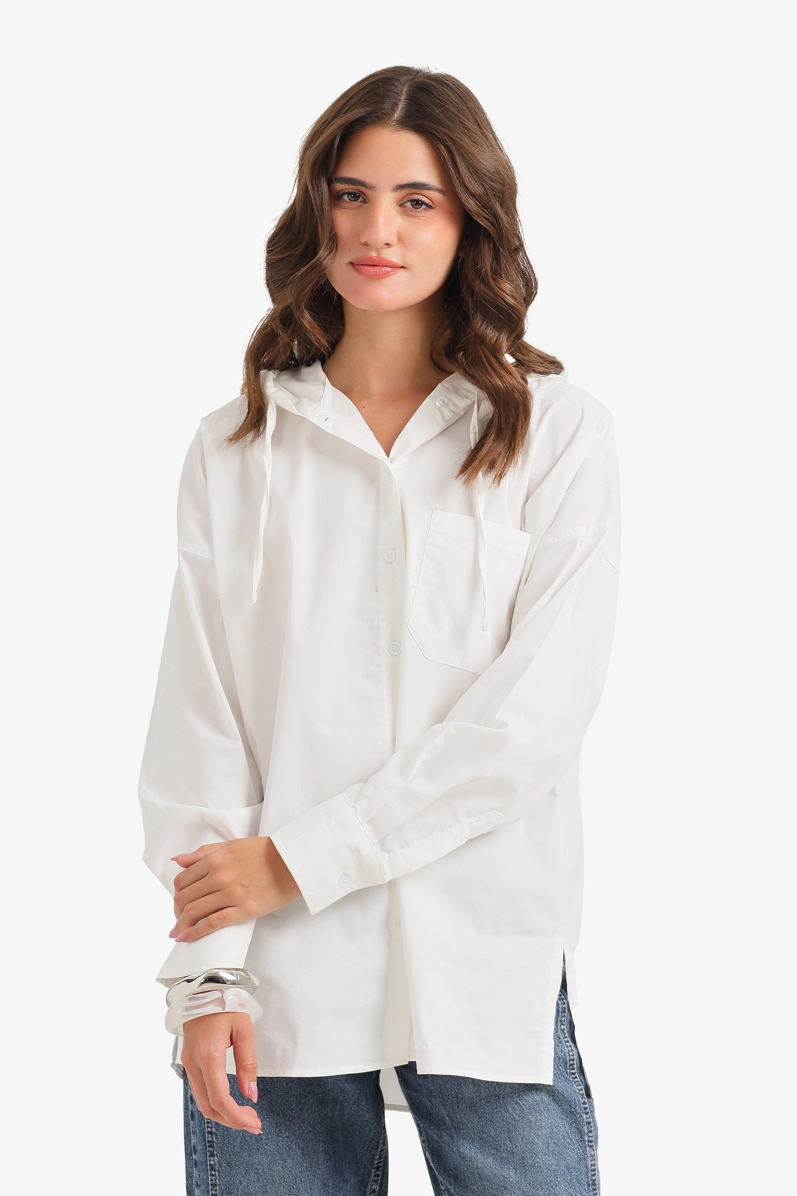 Hooded Button-Up Shirt
