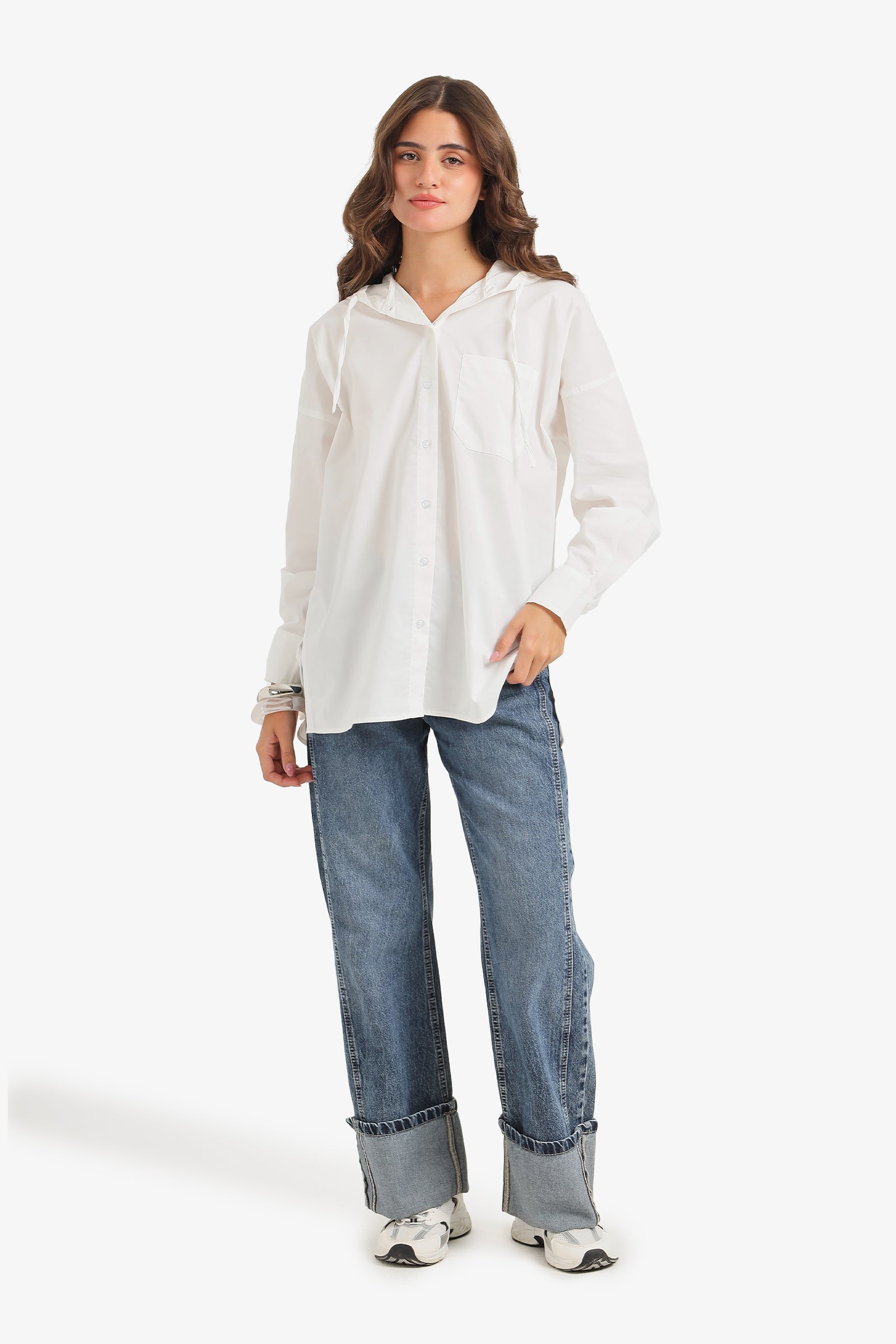 Hooded Button-Up Shirt