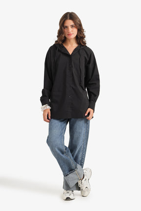 Hooded Button-Up Shirt
