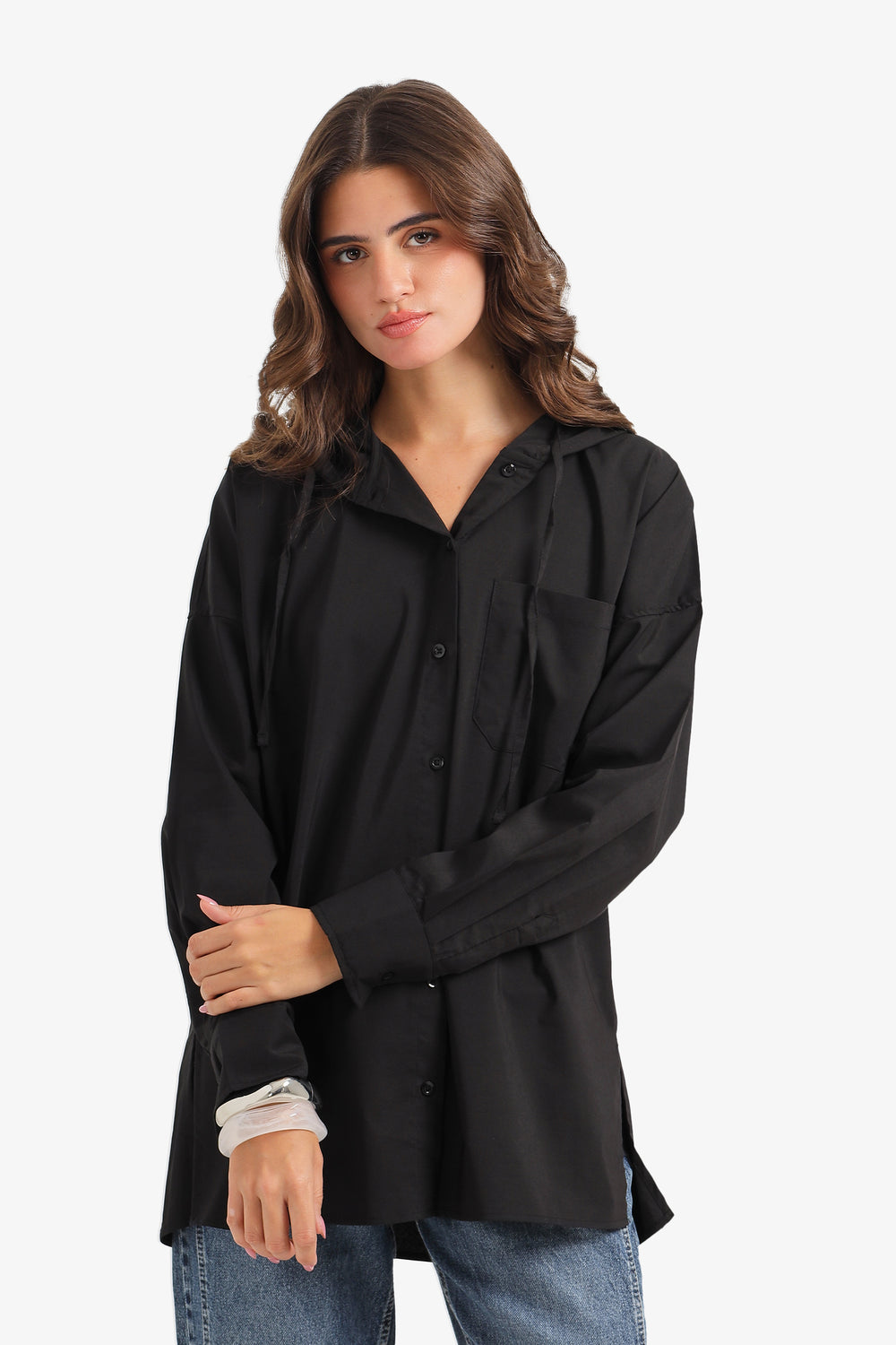 Hooded Button-Up Shirt