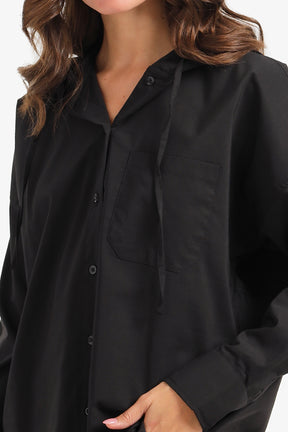 Hooded Button-Up Shirt