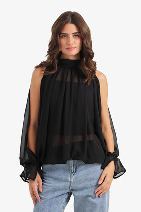 Cold-Shoulder Sleeve Blouse