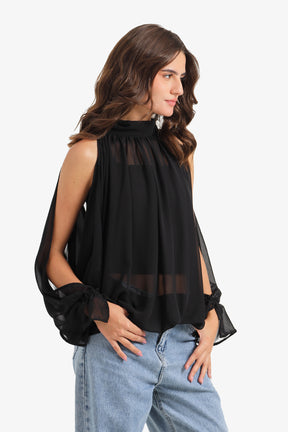 Cold-Shoulder Sleeve Blouse
