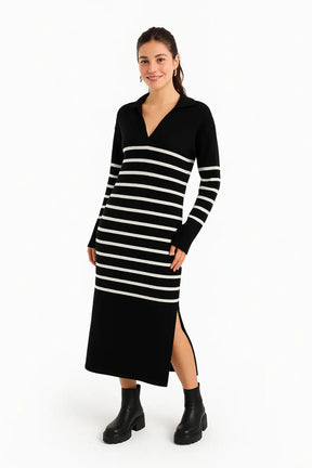 Striped Knit Midi Dress