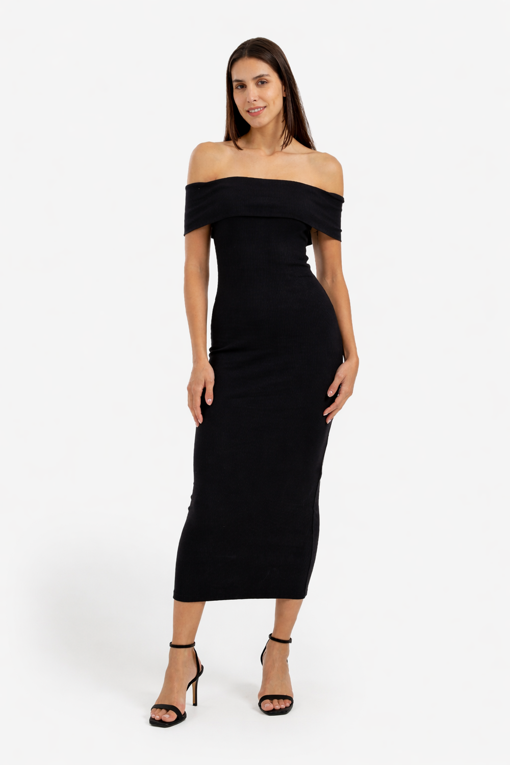 فستان أوف شولدر بنقشة مضلعة