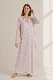 Printed Long-Sleeve Nightgown