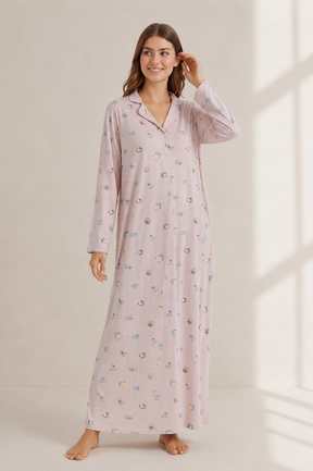 Printed Long-Sleeve Nightgown