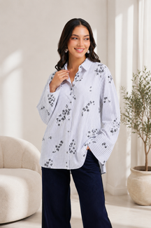 Striped Floral Relaxed Shirt