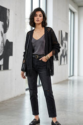 Fringed Crochet Kimono