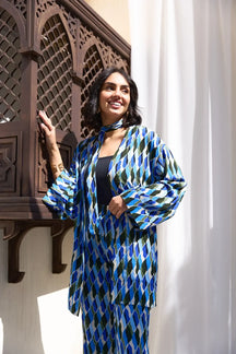 كيمونو واسع منقوش ملون