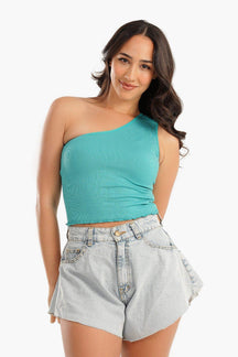 One Shoulder Cropped Top - Carina - كارينا