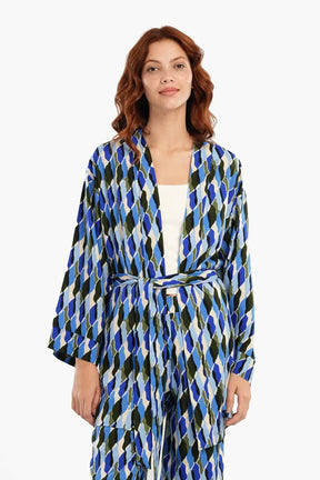 كيمونو واسع منقوش ملون