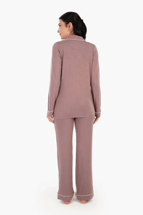 بيجامة فيسكوز بشريط بلون مختلف