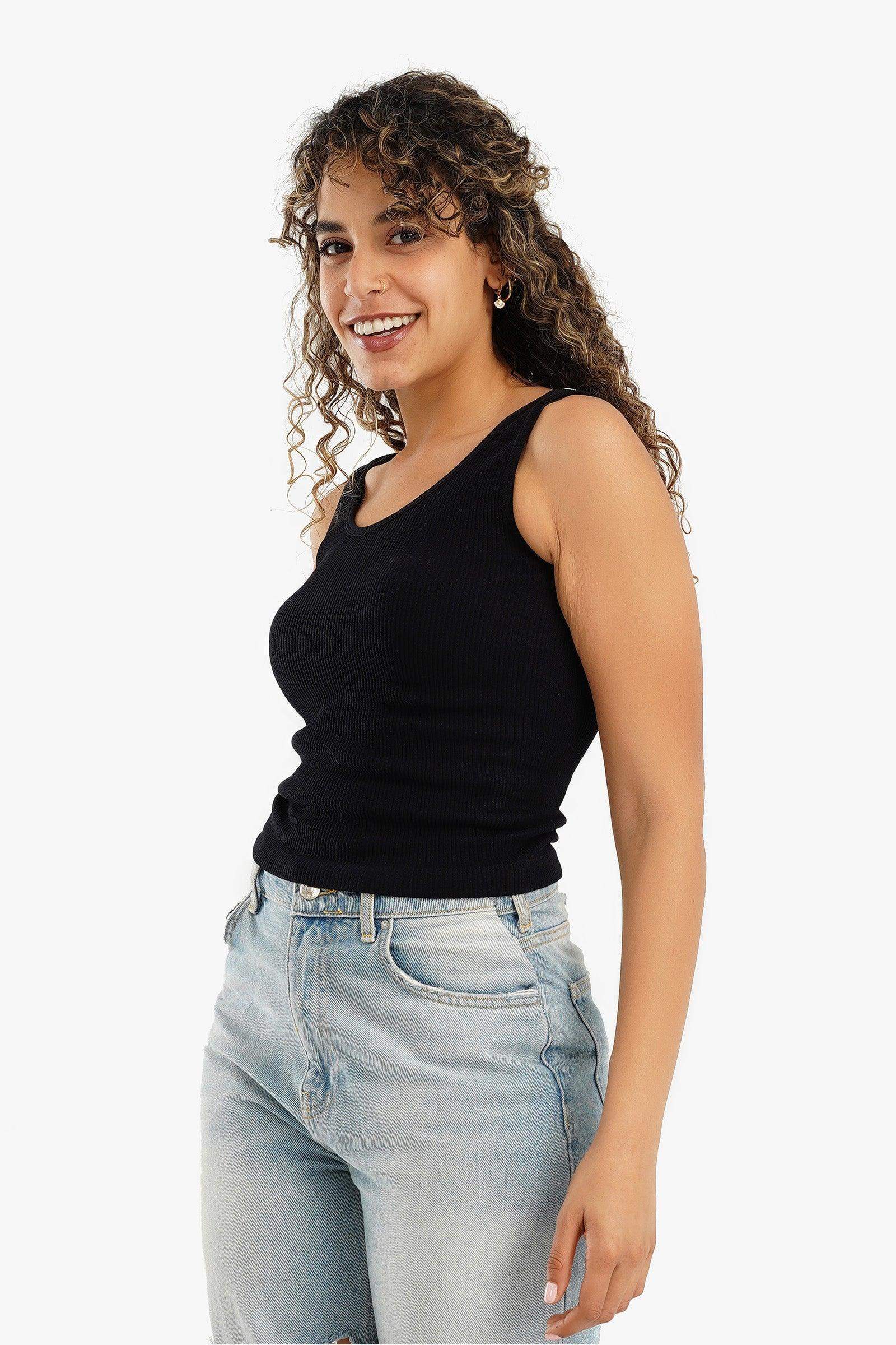 Square Back Ribbed Top - Carina - كارينا