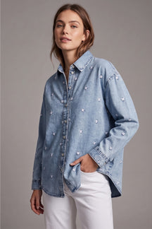 Floral Embroidered Denim Shirt