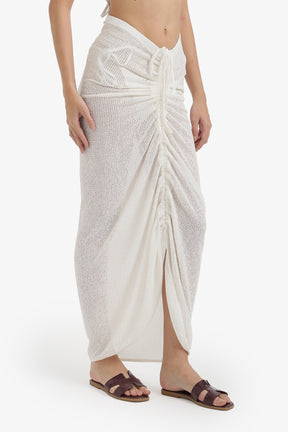 Ruched Maxi Beach Skirt