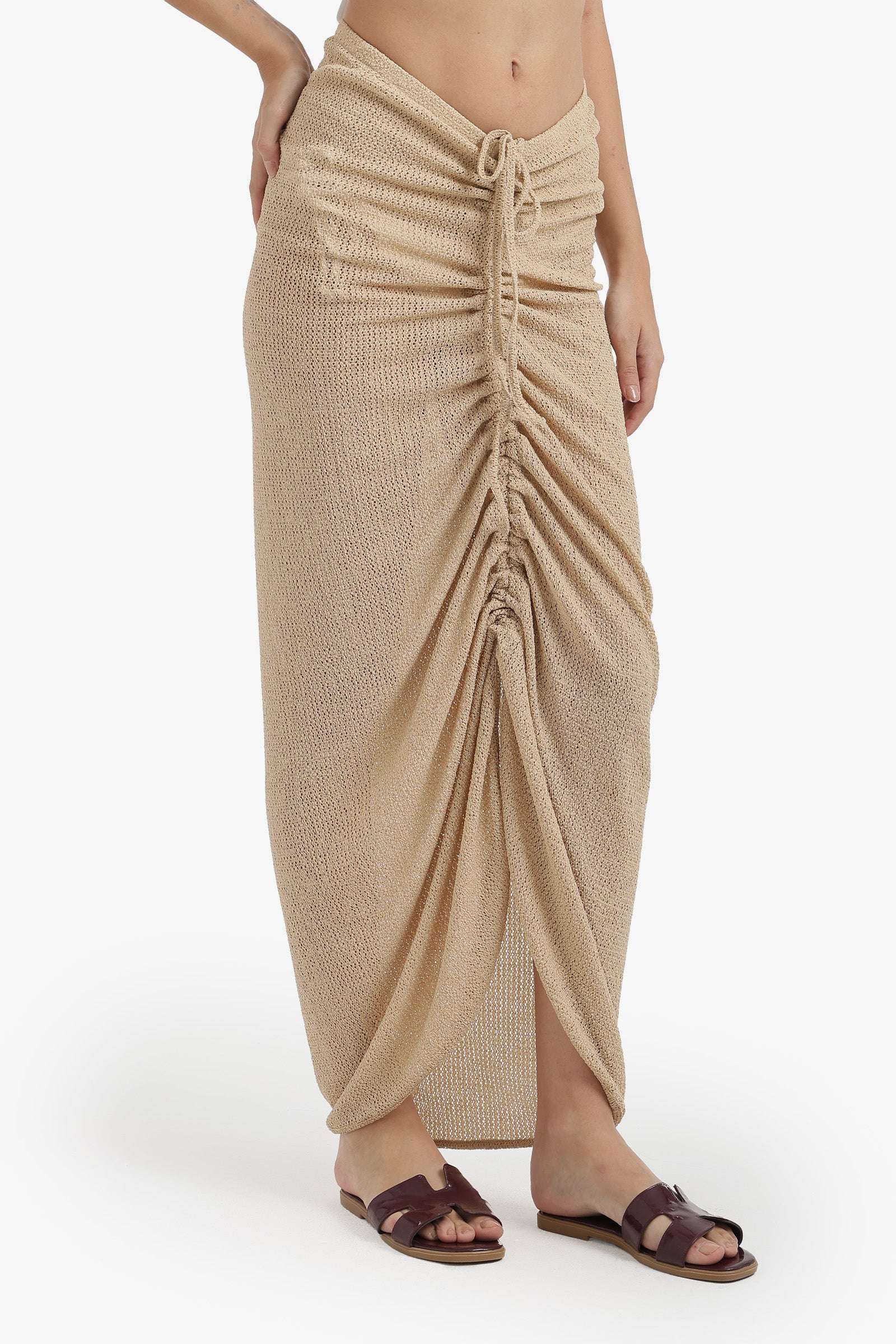 Ruched Maxi Beach Skirt