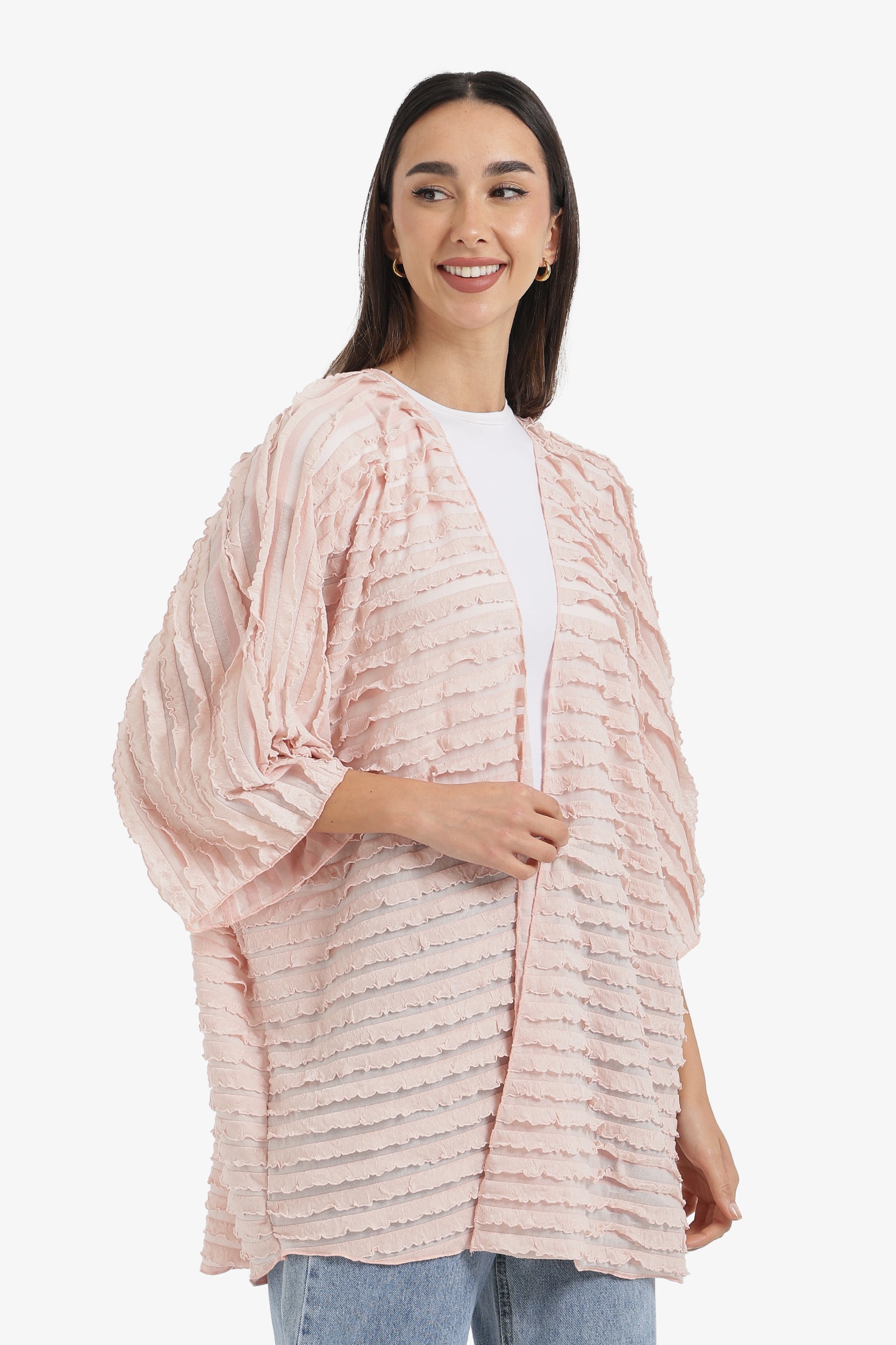 Textured Ruffle Beach Kimono
