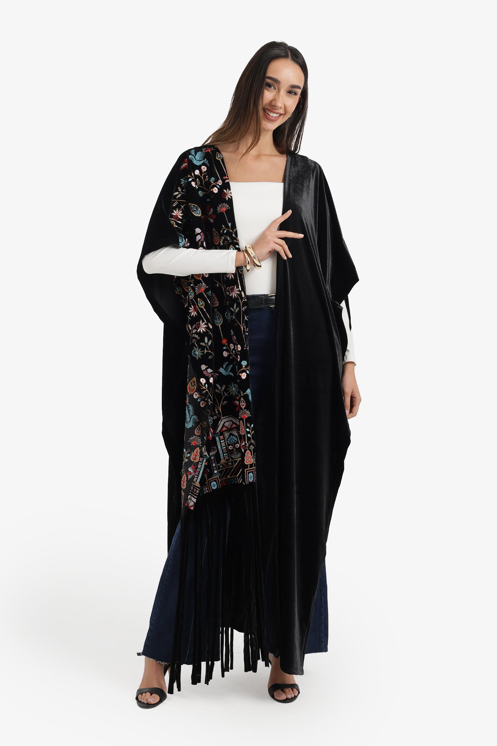 Side-Embroidered Poncho