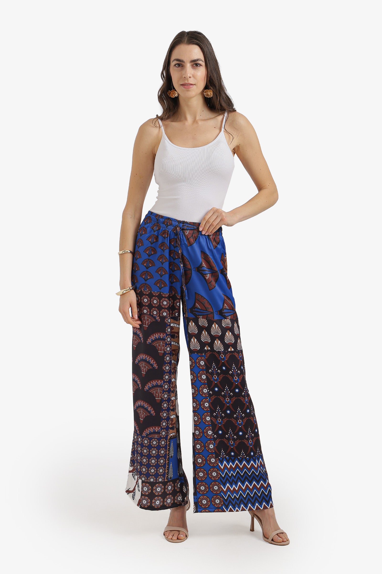 Patchwork Wide-Leg Pants