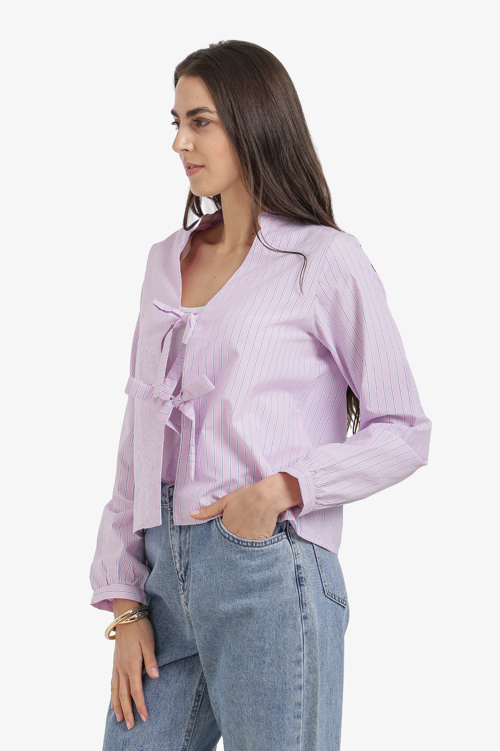 Striped Tie-Front Shirt