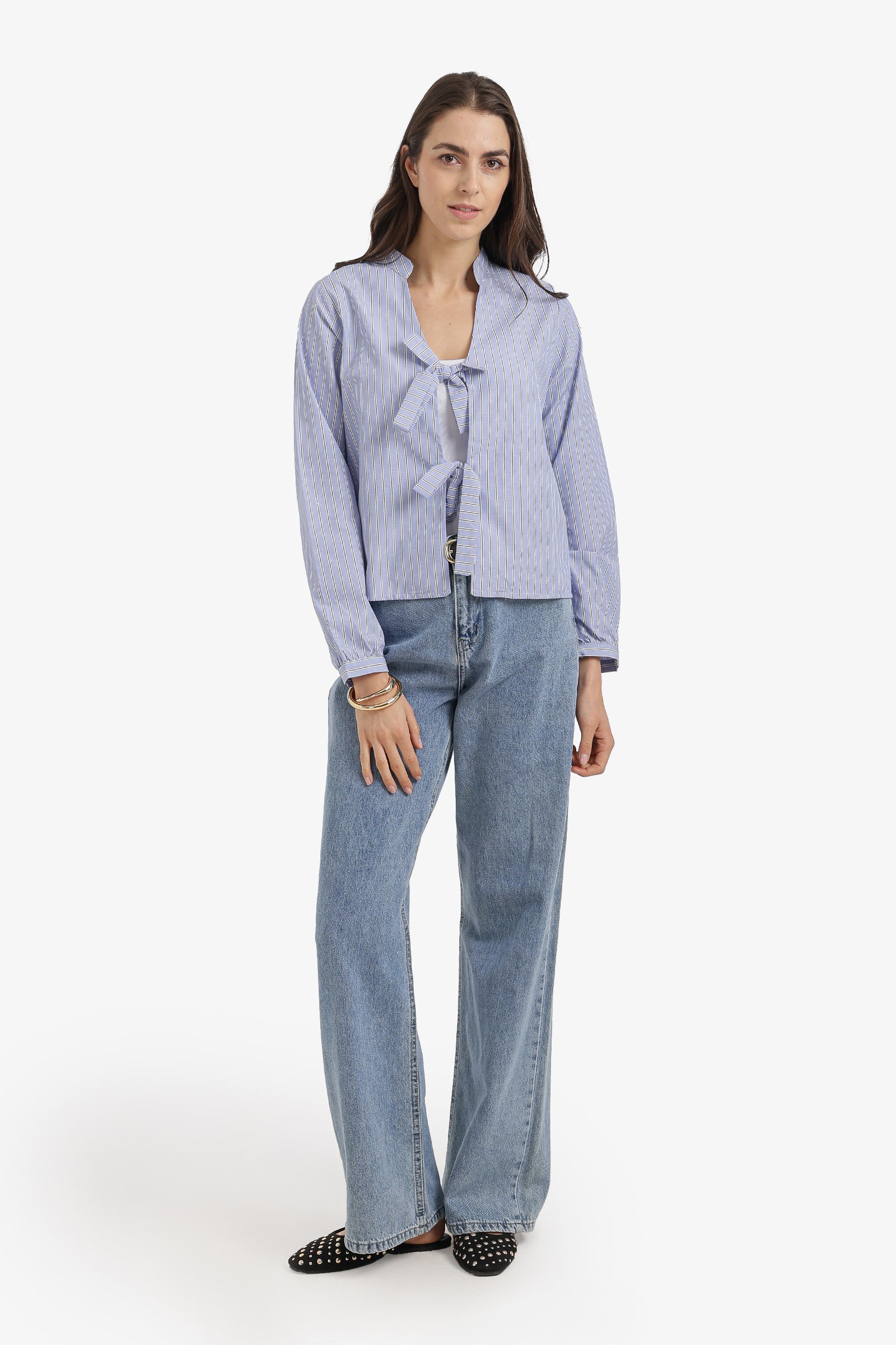 Striped Tie-Front Shirt