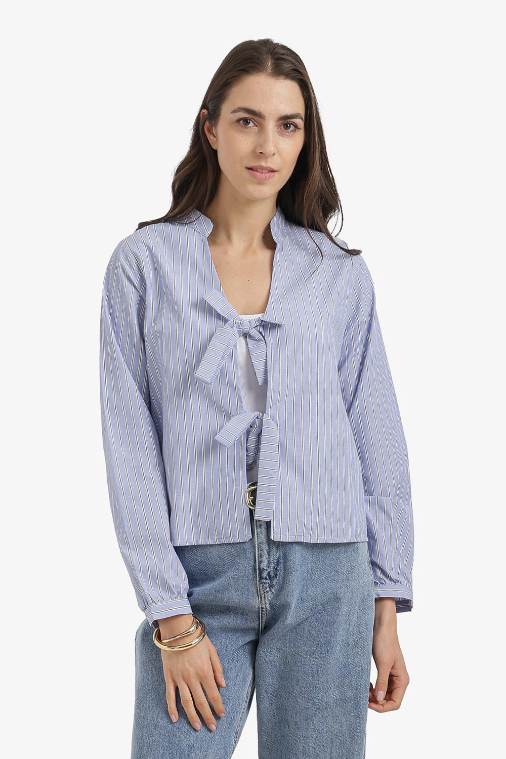 Striped Tie-Front Shirt