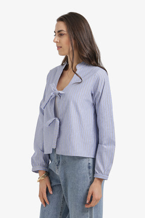 Striped Tie-Front Shirt