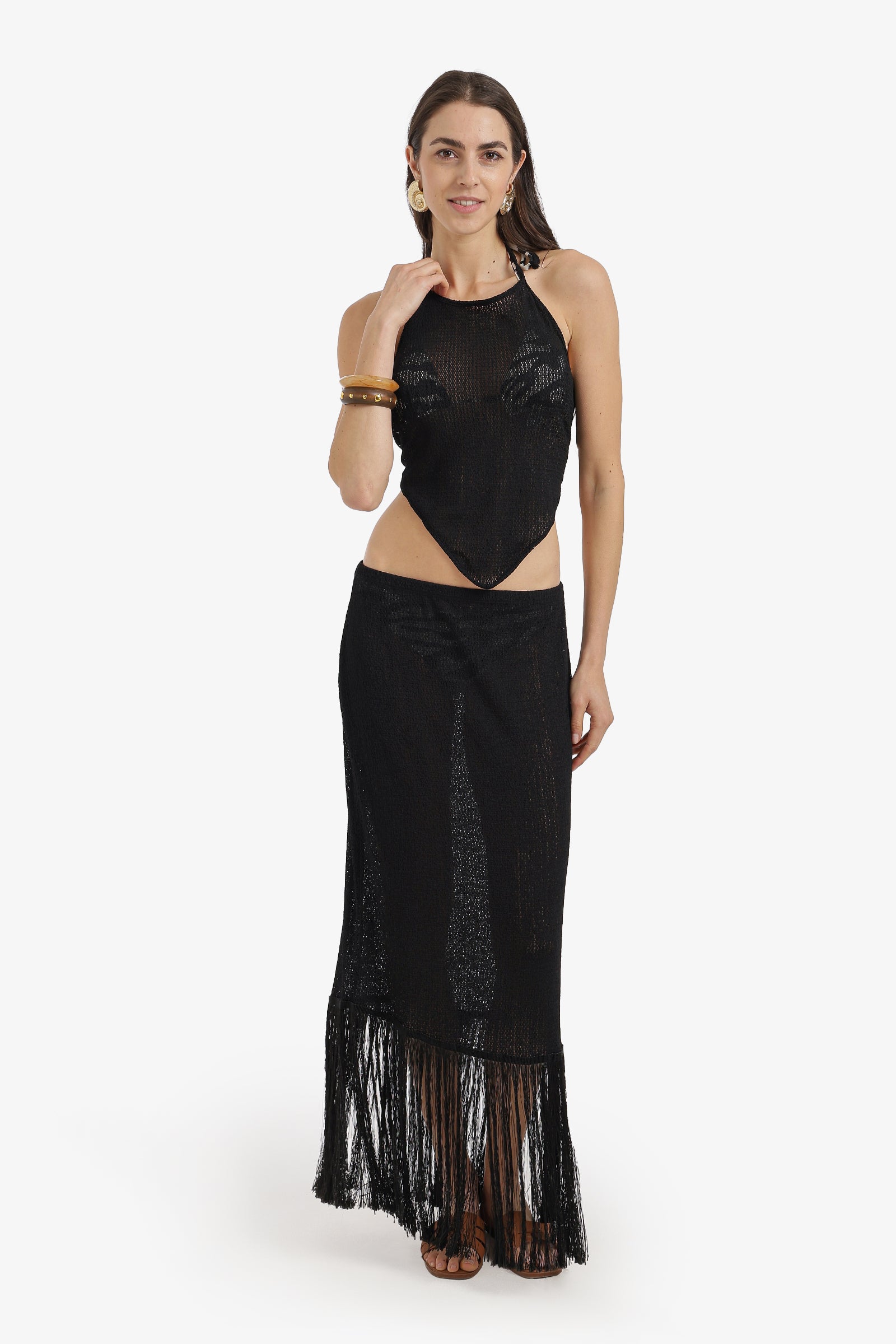 Fringe-Trim Beach Set