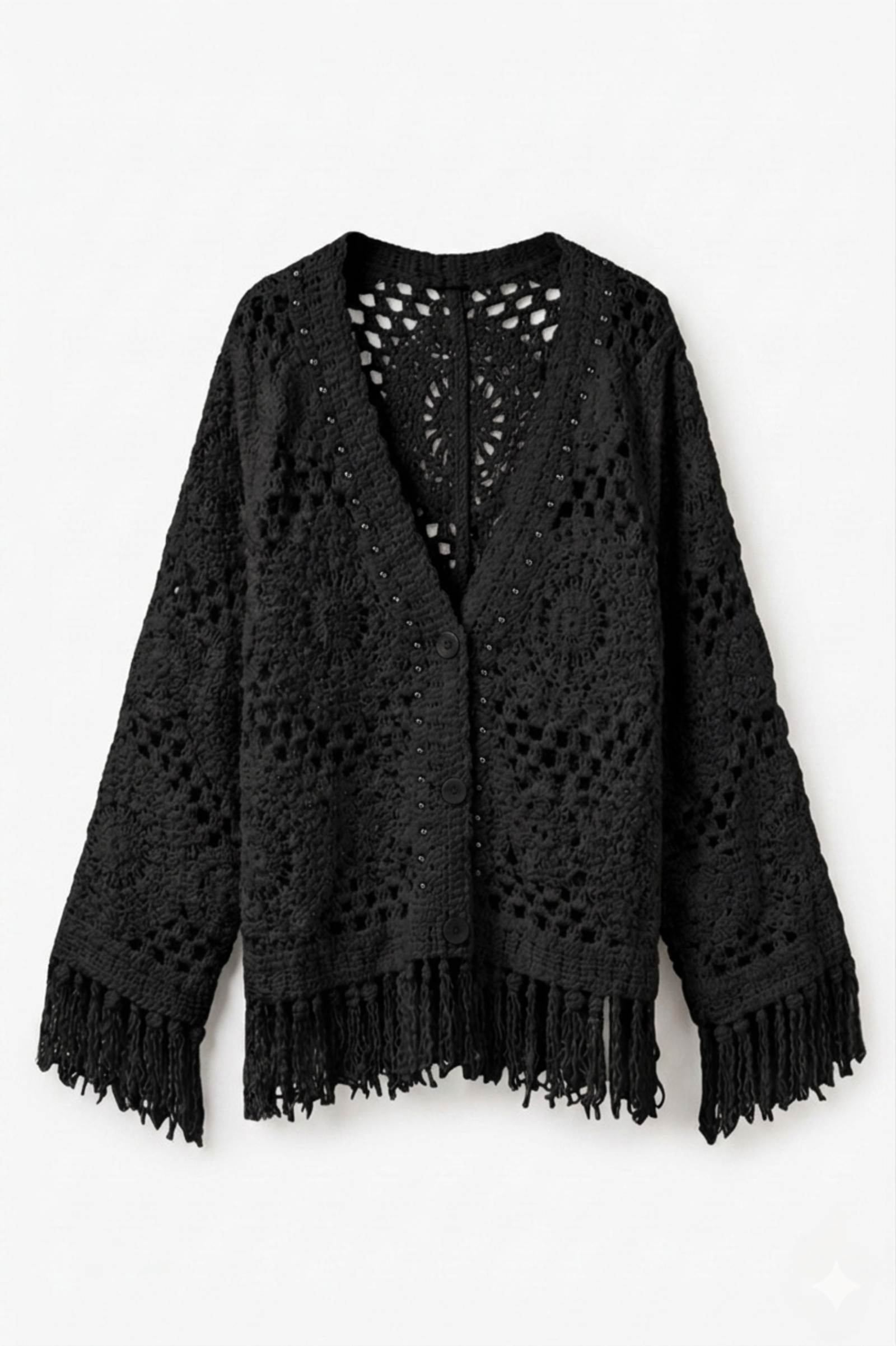 Fringed Crochet Kimono