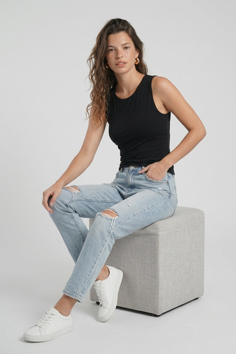 Sleeveless Crew Neck Top