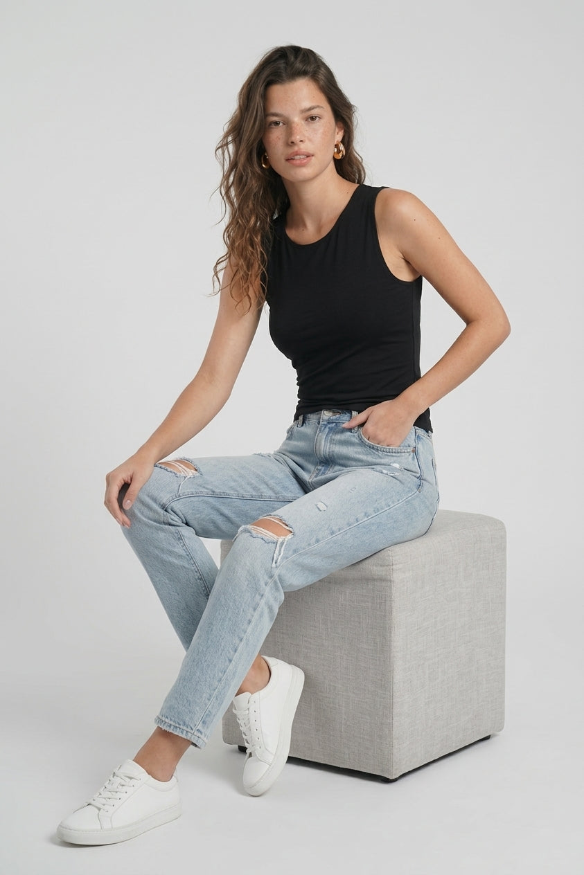 Sleeveless Crew Neck Top