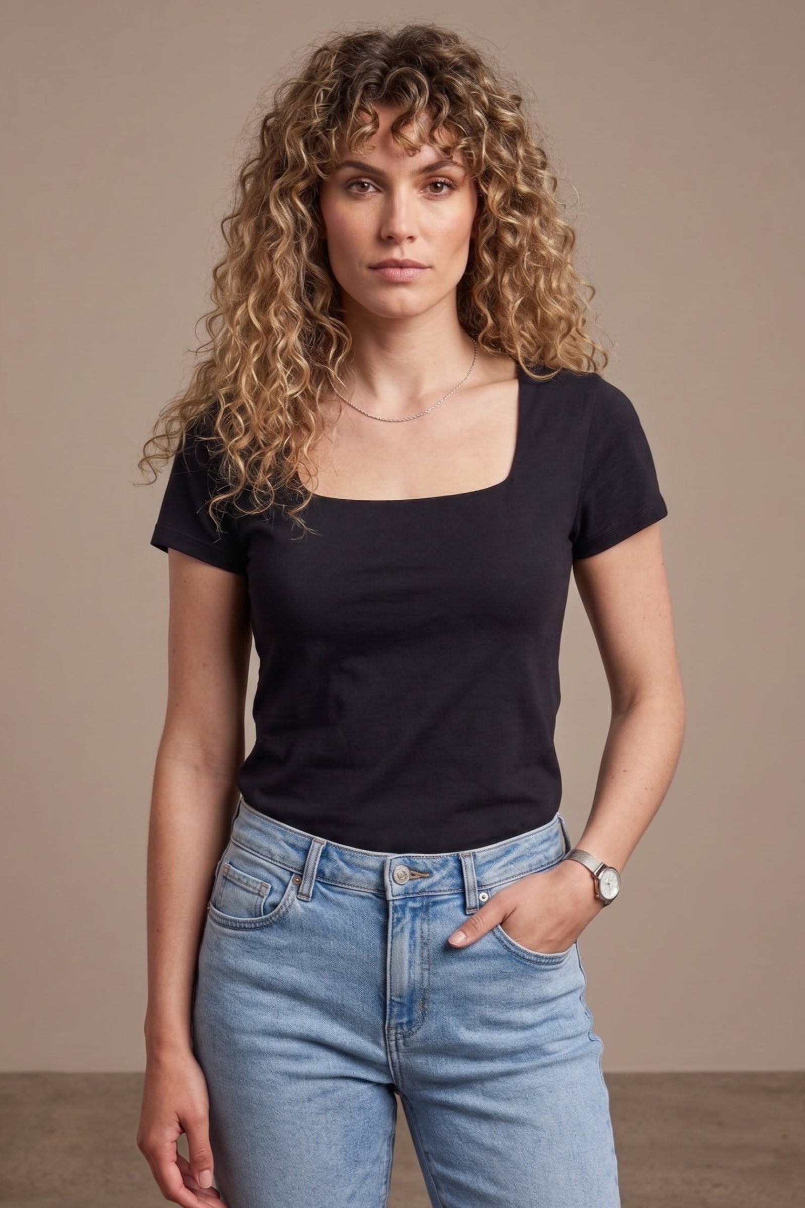 Square Neck Slim-Fit Top