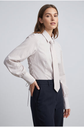 Striped Tie-Accent Shirt