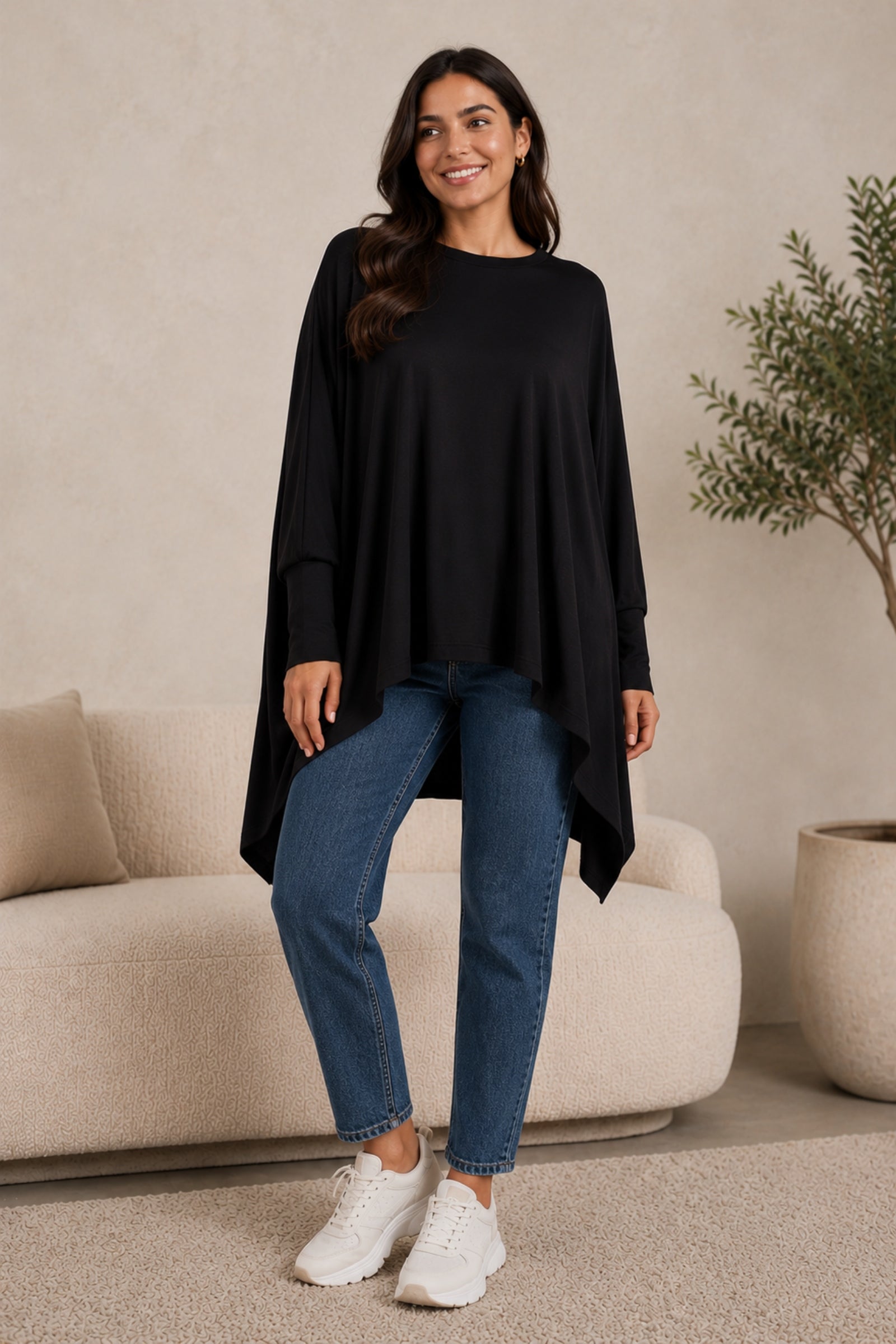 Flowy Asymmetric Poncho