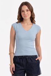 V-Neck Ribbed Top