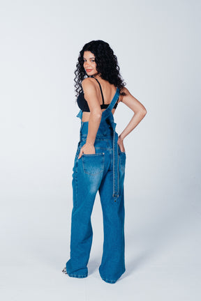 Bib-Front Denim Jumpsuit