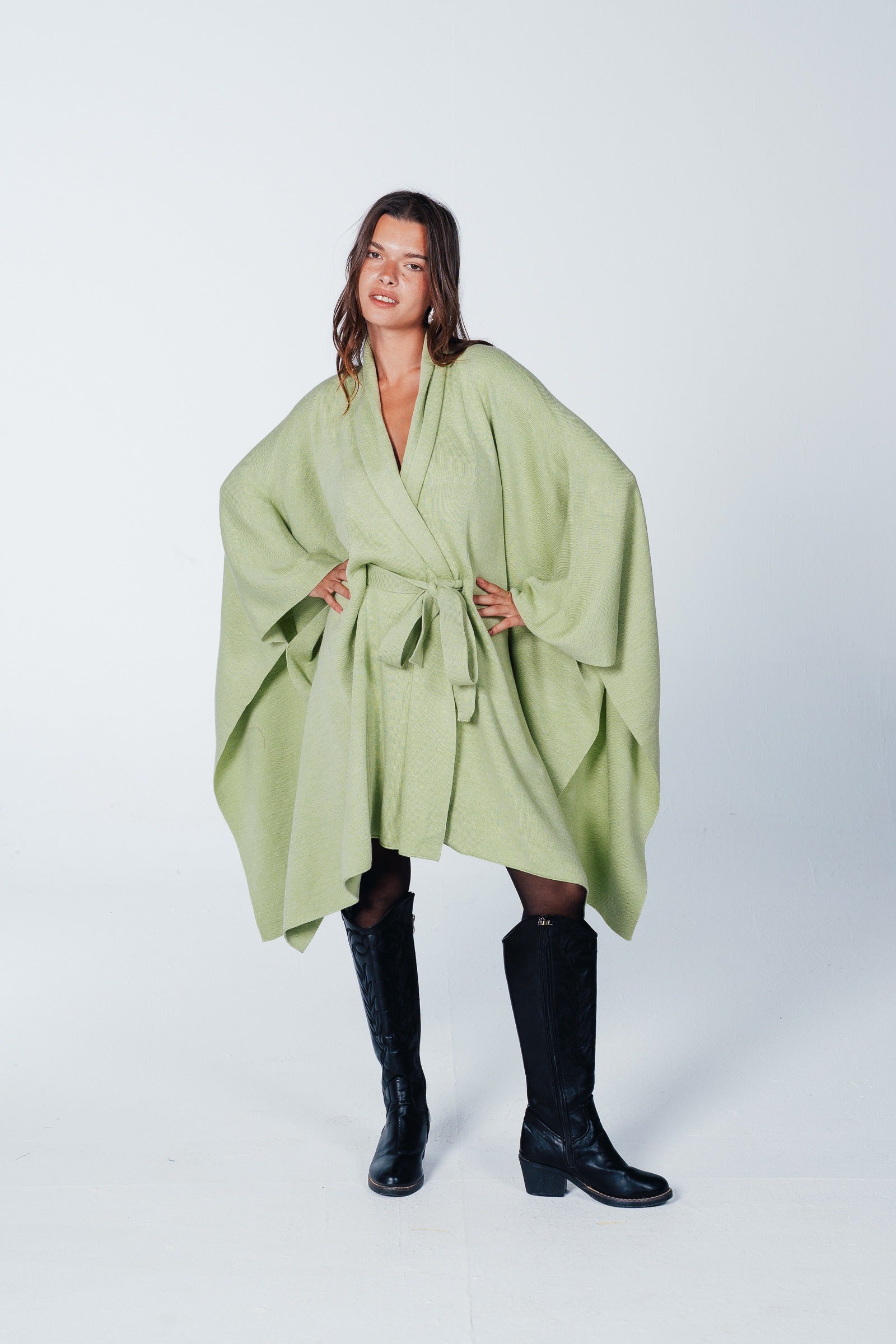 Self-Tie Knit Poncho
