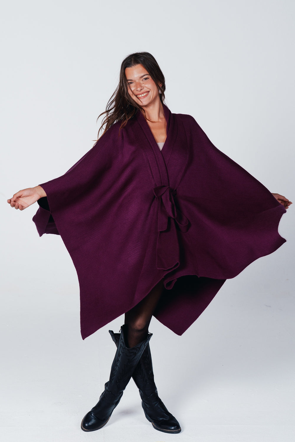 Self-Tie Knit Poncho