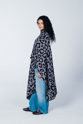 Fringed Leopard Poncho