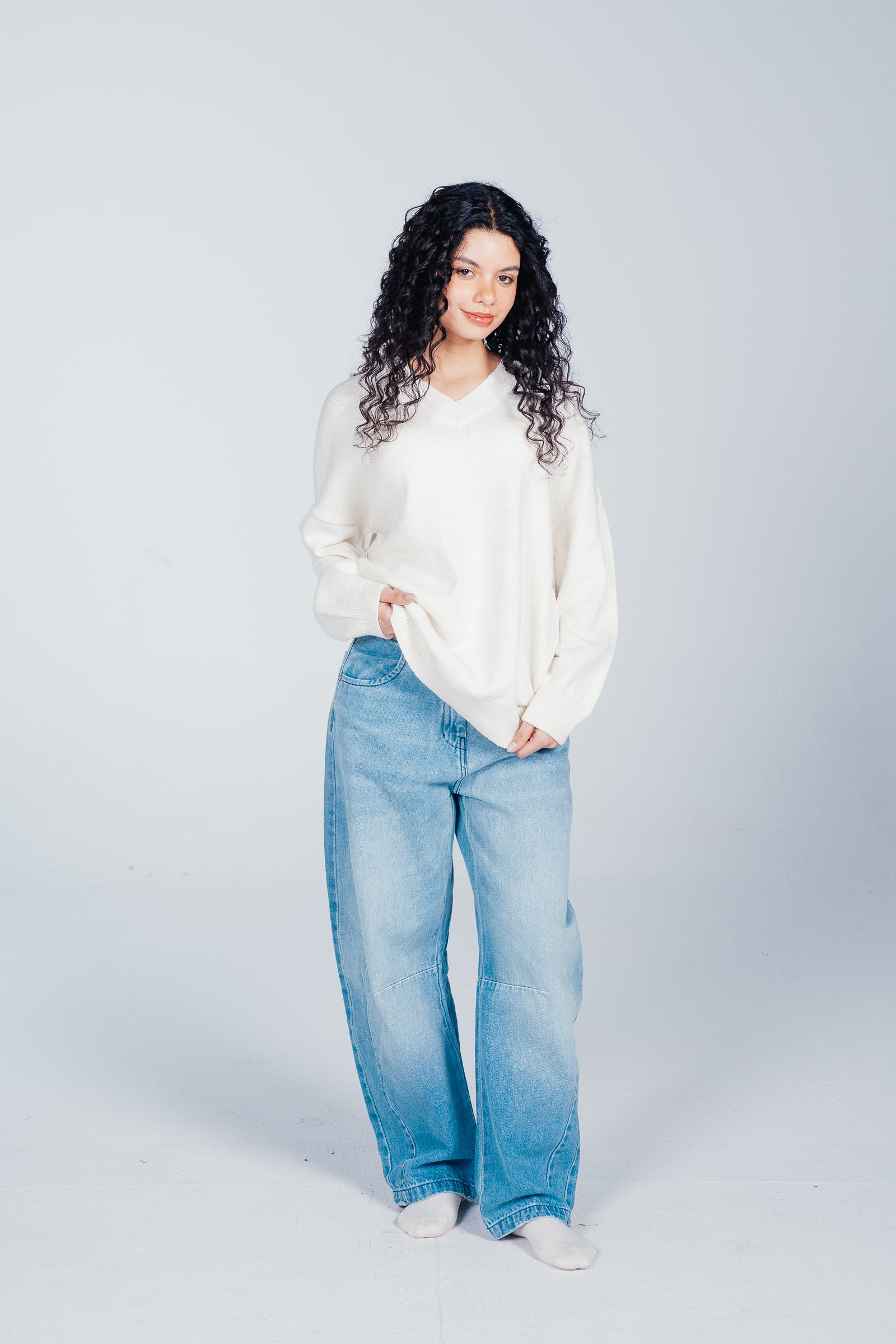 Ribbed-Trim Knit Pullover