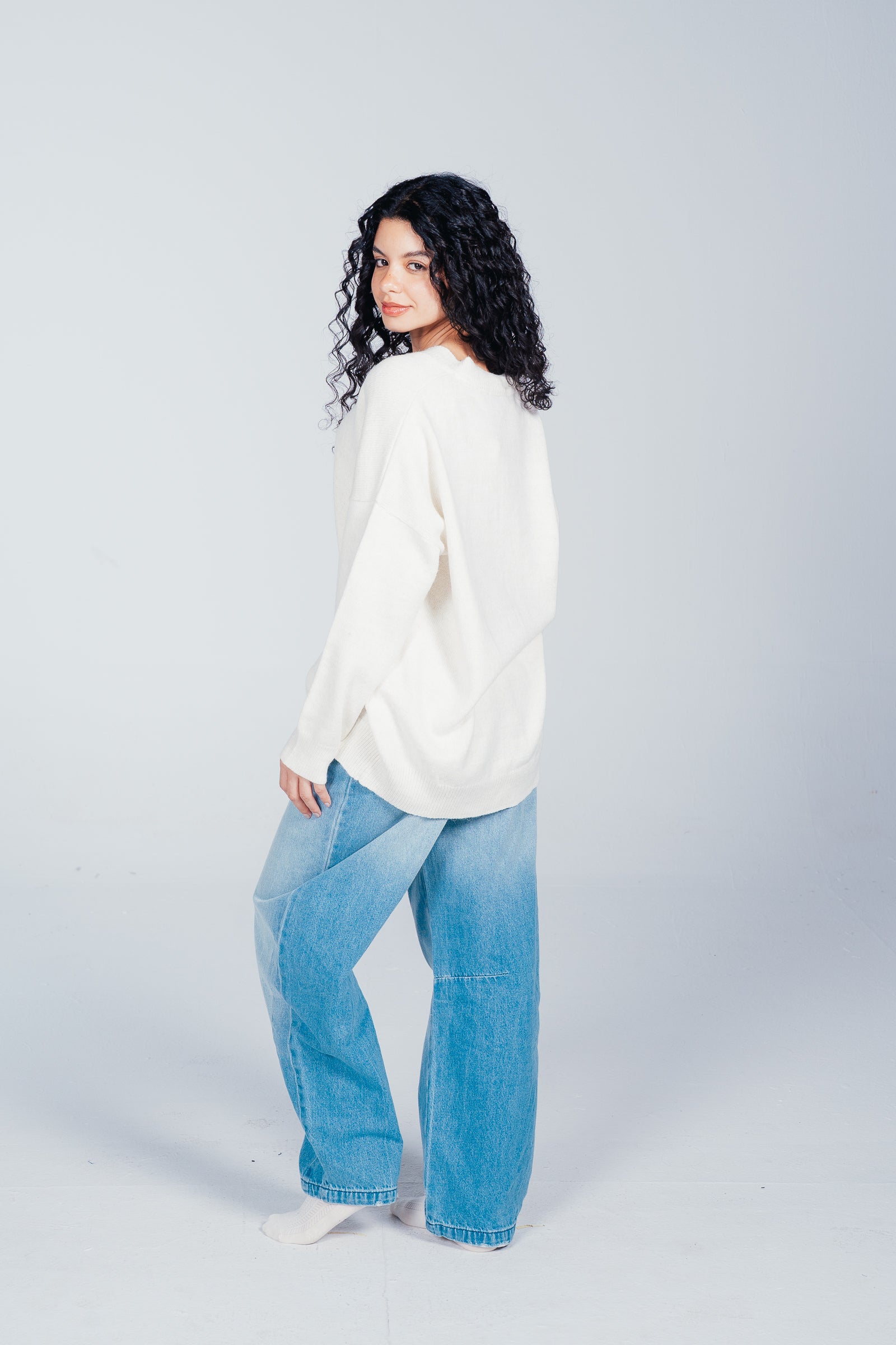 Ribbed-Trim Knit Pullover