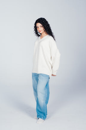 Ribbed-Trim Knit Pullover