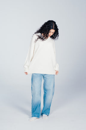 Ribbed-Trim Knit Pullover