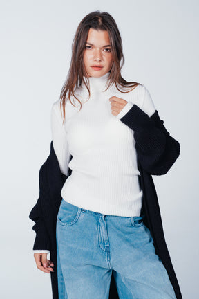 Ribbed Shawl Collar Cardigan