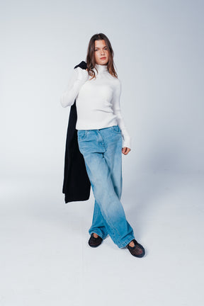 Ribbed Slim Flit Pullover