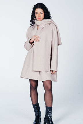 Attached Scarf Coat