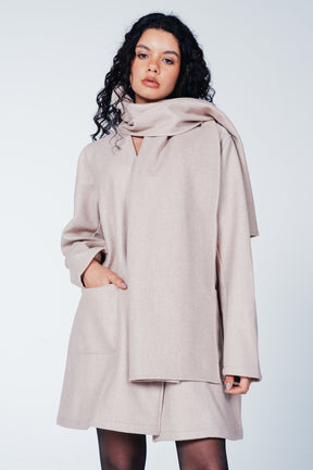 Attached Scarf Coat